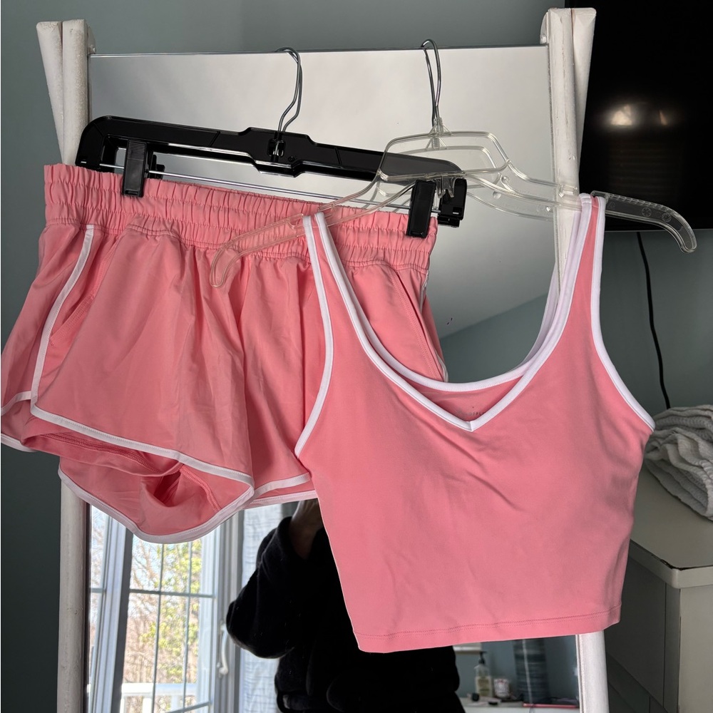 Women’s Pink Tank Crop Top & Shorts Set by aerie